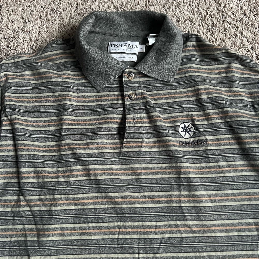 Tehama Clint Golf Polo Shirt Large Cabo Del Sol Mexico No Flaws